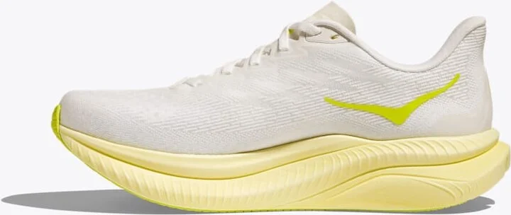 HOKA Women's Mach 6 Shoes in White/Neon Hoka Citrus - Image 8