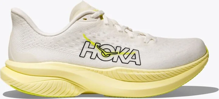 HOKA Women's Mach 6 Shoes in White/Neon Hoka Citrus