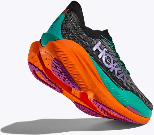HOKA Women's Mach X 2 Shoes in Black/Electric Aqua - Image 4