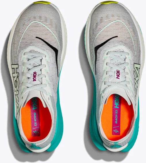 HOKA Women's Mach X 2 Shoes in Frost/Electric Aqua - Image 2