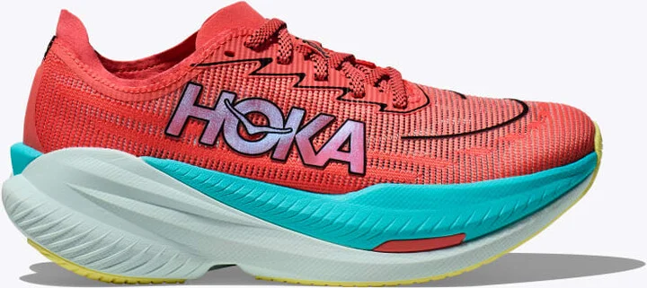 HOKA Women's Mach X 2 Shoes in Grapefruit/Electric Coral