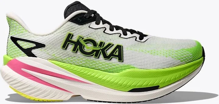 HOKA Women's Mach X 3 in White/Neon Lime