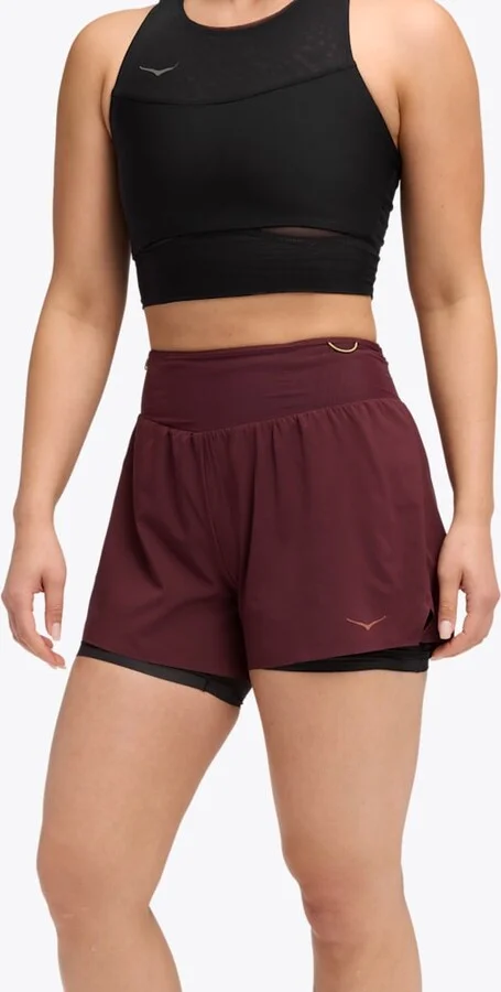 HOKA Women's SkyGlide Short Shoes in Black Cherry