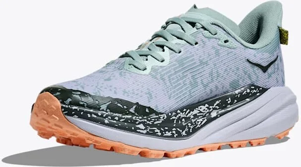 HOKA Women's Speedgoat 6 GTX Shoes in Jade/Ash Grey - Image 3