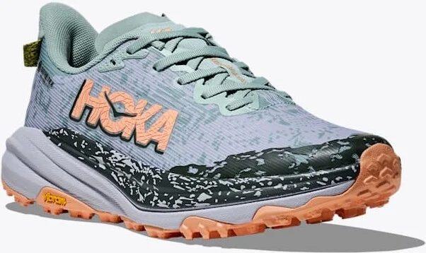 HOKA Women's Speedgoat 6 GTX Shoes in Jade/Ash Grey - Image 6
