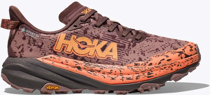 HOKA Women's Speedgoat 6 GTX Shoes in Smoky Quartz/Quartzite