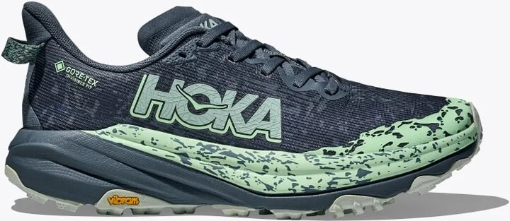 HOKA Women's Speedgoat 6 GTX Shoes in Thunder Cloud/Mint Fluorite