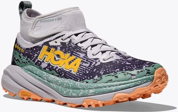 HOKA Women's Speedgoat 6 Mid GTX Shoes in Ash Grey/Charcoal Grey - Image 6