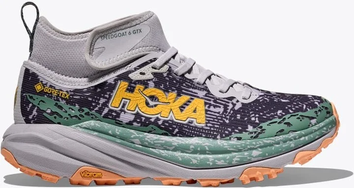 HOKA Women's Speedgoat 6 Mid GTX Shoes in Ash Grey/Charcoal Grey