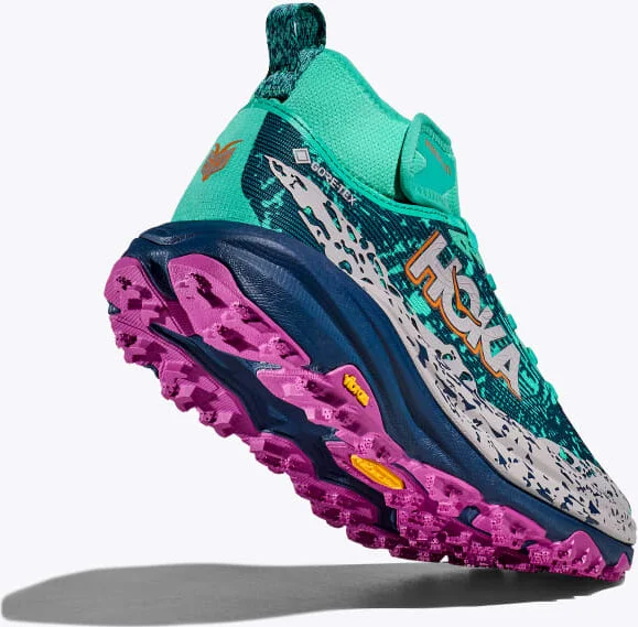 HOKA Women's Speedgoat 6 Mid GTX Shoes in Electric Aqua/Midnight - Image 4