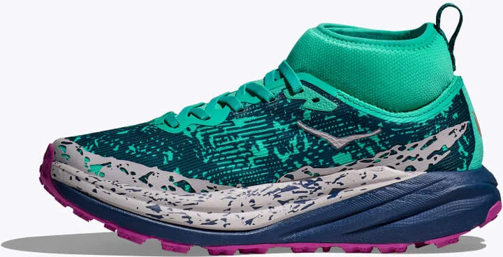 HOKA Women's Speedgoat 6 Mid GTX Shoes in Electric Aqua/Midnight - Image 8