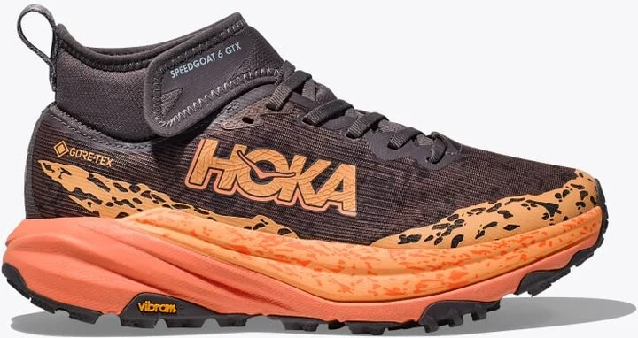 HOKA Women's Speedgoat 6 Mid GTX Shoes in Galaxy/Guava