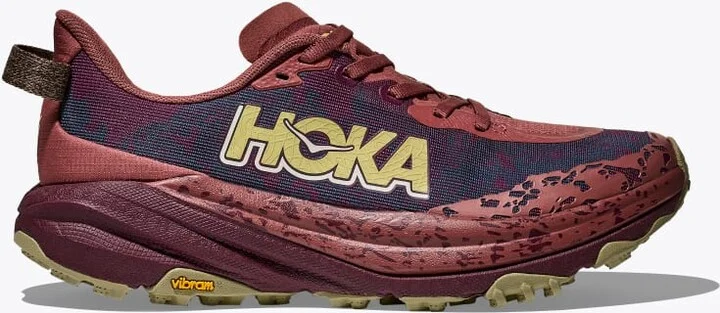 HOKA Women's Speedgoat 6 Shoes in Rouge/Black Cherry