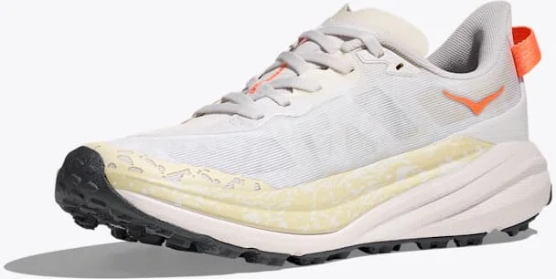HOKA Women's Speedgoat 6 Shoes in White/Neon Tangerine - Image 3