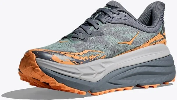 HOKA Women's Stinson 7 Shoes in Grey Skies/Pale Tangerine - Image 3