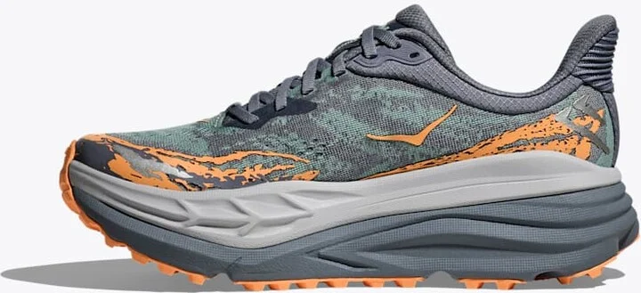 HOKA Women's Stinson 7 Shoes in Grey Skies/Pale Tangerine - Image 8