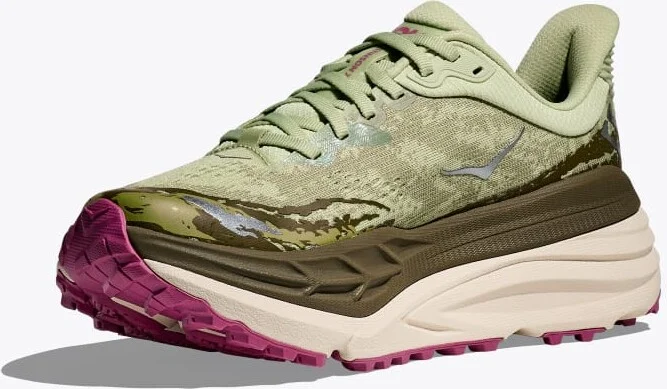 HOKA Women's Stinson 7 Shoes in Seed Green/Beet Root - Image 3