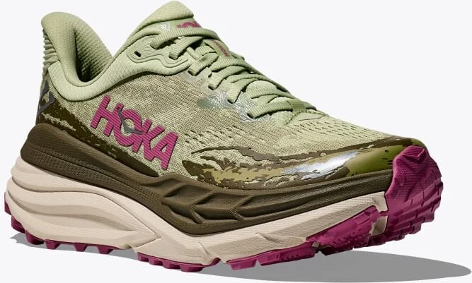 HOKA Women's Stinson 7 Shoes in Seed Green/Beet Root - Image 6