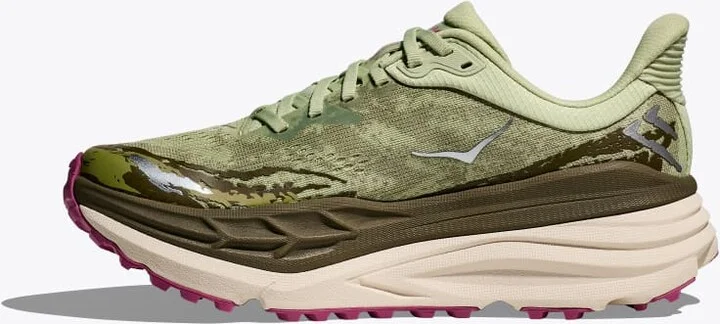 HOKA Women's Stinson 7 Shoes in Seed Green/Beet Root - Image 8