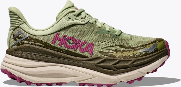 HOKA Women's Stinson 7 Shoes in Seed Green/Beet Root