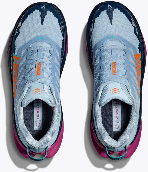 HOKA Women's Torrent 4 Shoes in Drizzle/Fuchsia - Image 2