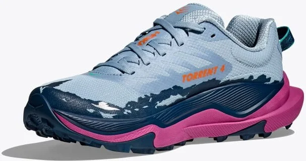 HOKA Women's Torrent 4 Shoes in Drizzle/Fuchsia - Image 3