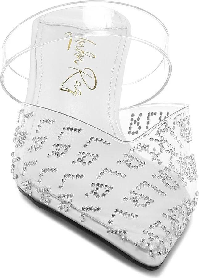 Holin Rhinestone Logo Pointed Toe Pump - Image 3