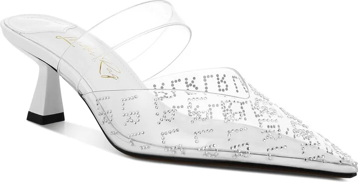 Holin Rhinestone Logo Pointed Toe Pump