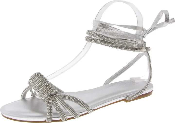 Holiston Womens Embellished Metallic Ankle Strap