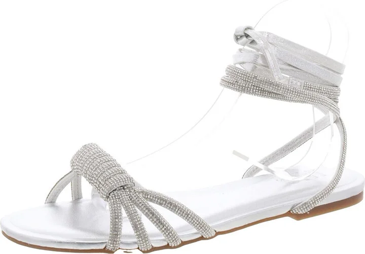 Holiston Womens Rhinestone Open Toe Strappy Sandals
