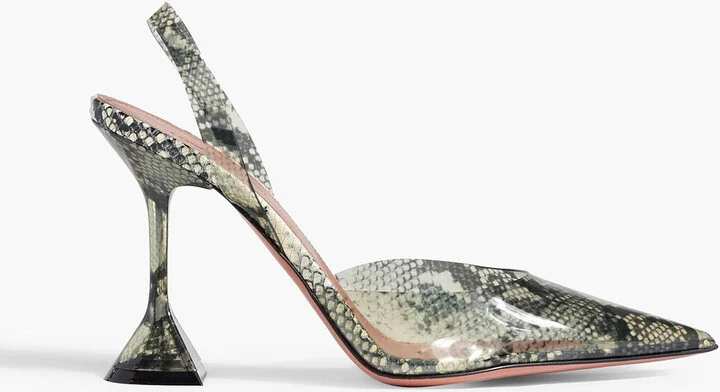 Holli 95 snake-print PVC slingback pumps