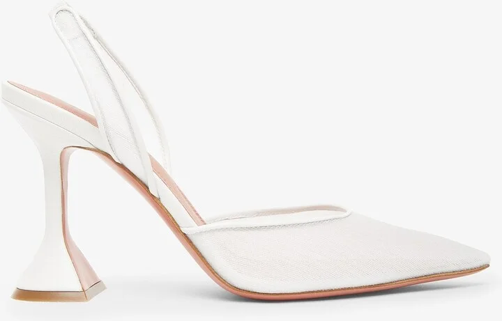 Holli 95 white mesh slingback pumps