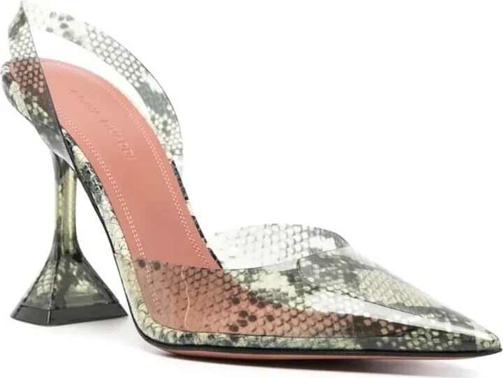 Holli Glass 95mm Snakeskin-effect Pumps - Image 2