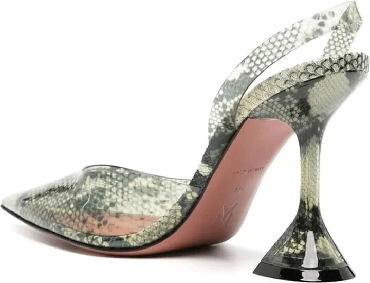Holli Glass 95mm Snakeskin-effect Pumps - Image 3