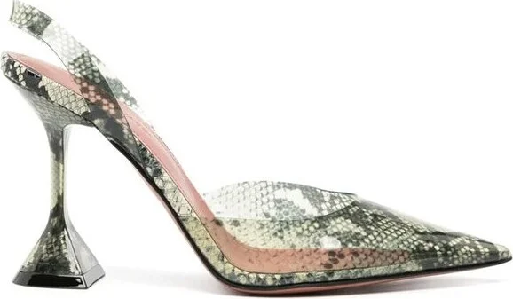 Holli Glass 95mm Snakeskin-effect Women's Pumps
