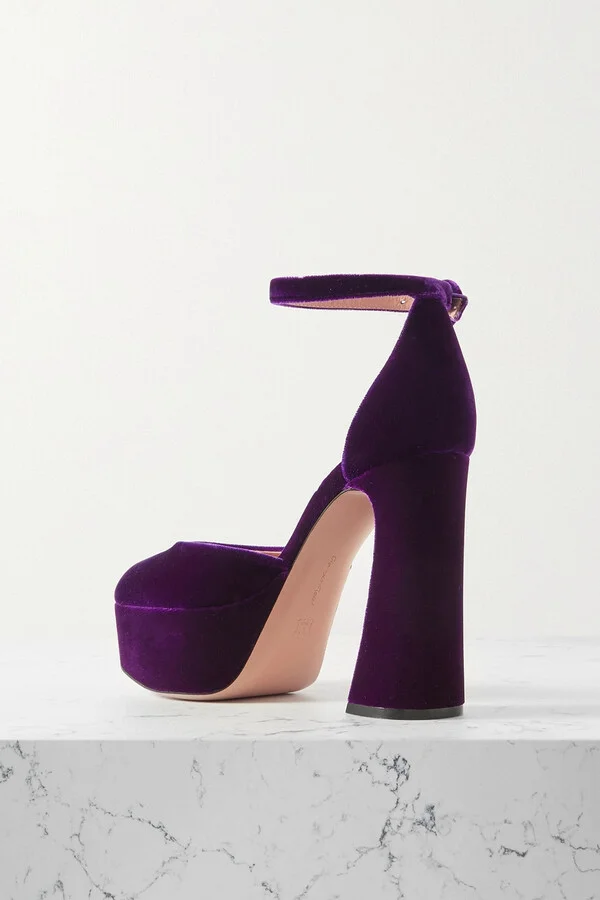 Holly D'Orsay 120 velvet platform pumps - Image 3