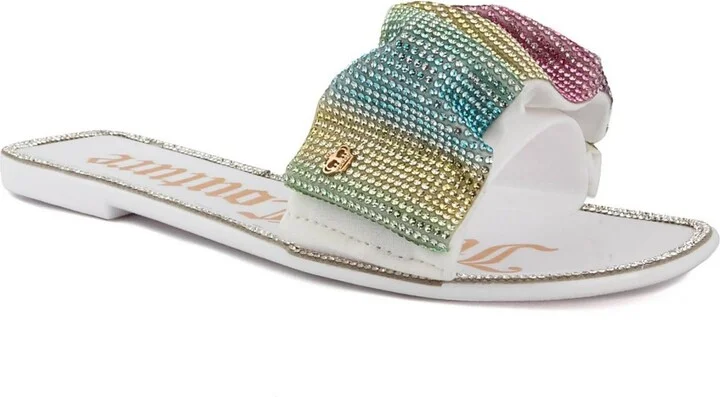 Hollyn Womens Embellished Slip-On Slide Sandals