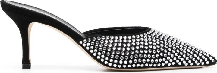 Hollywood 75mm crystal-embellished mules