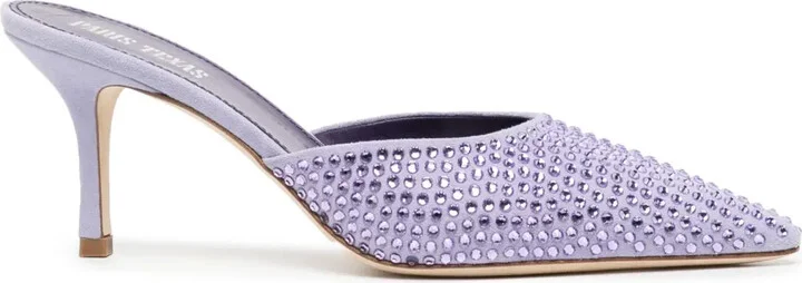Hollywood 75mm crystal-embellished mules