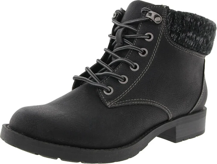 Honey Womens Knit Nubuck Combat & Lace-Up Boots