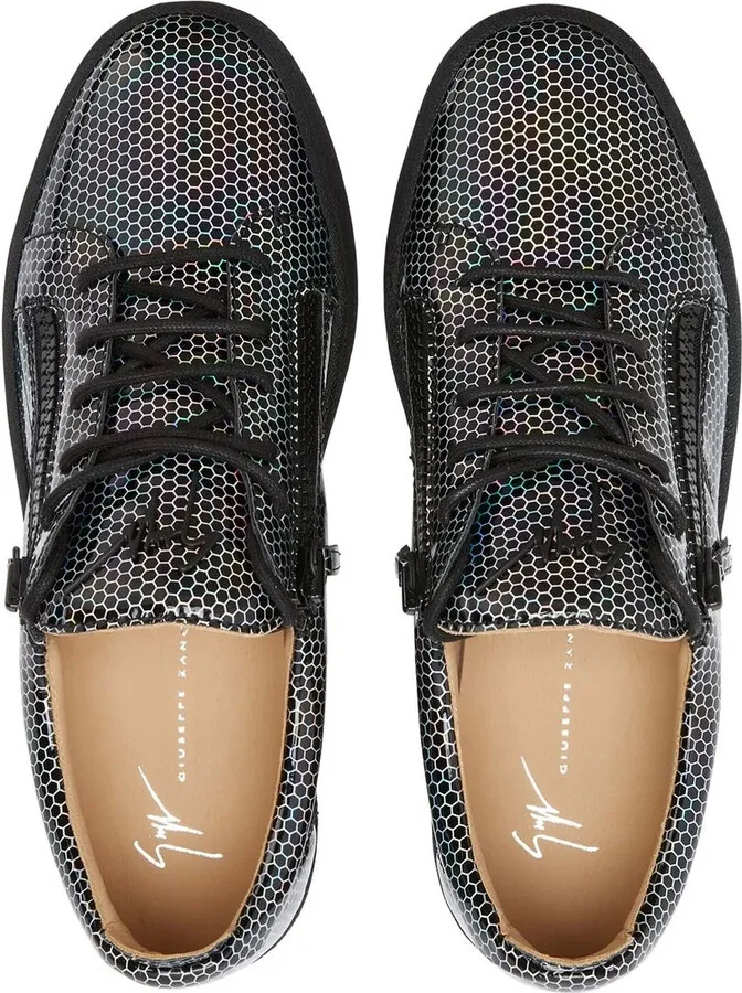 Honeycomb-Pattern Vinyl Sneakers - Image 4