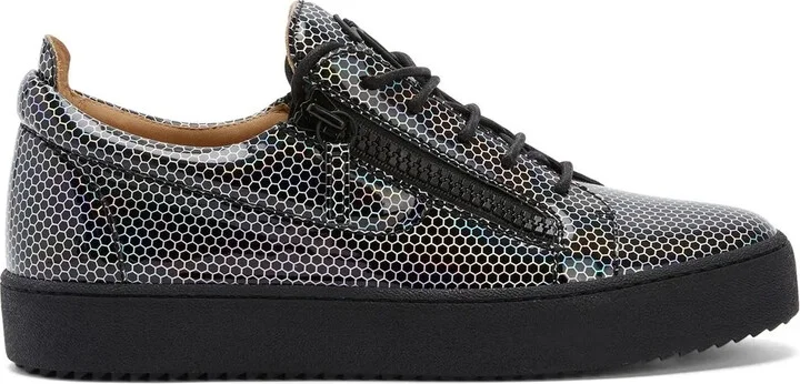 Honeycomb-Pattern Vinyl Sneakers