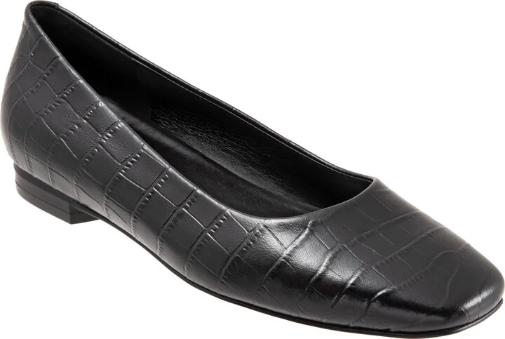 Black Croc Print Leather