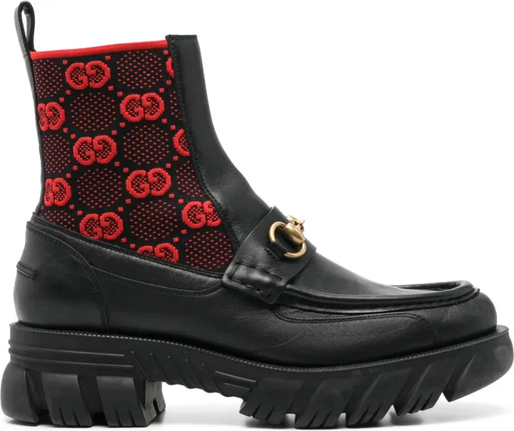 Horsebit-detail GG-jacquard boots