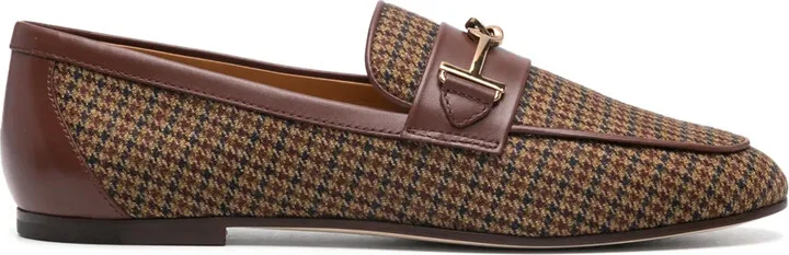 Horsebit-detail houndstooth loafers