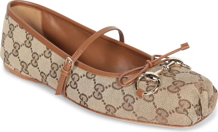 Horsebit Gg Beige Ballet Flats - Image 2