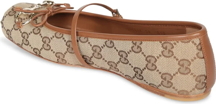 Horsebit Gg Beige Ballet Flats - Image 3