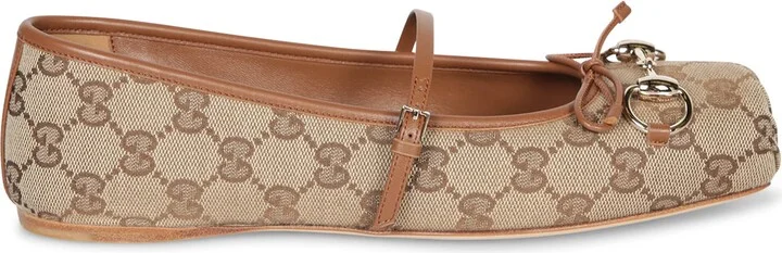 Horsebit Gg Beige Ballet Flats