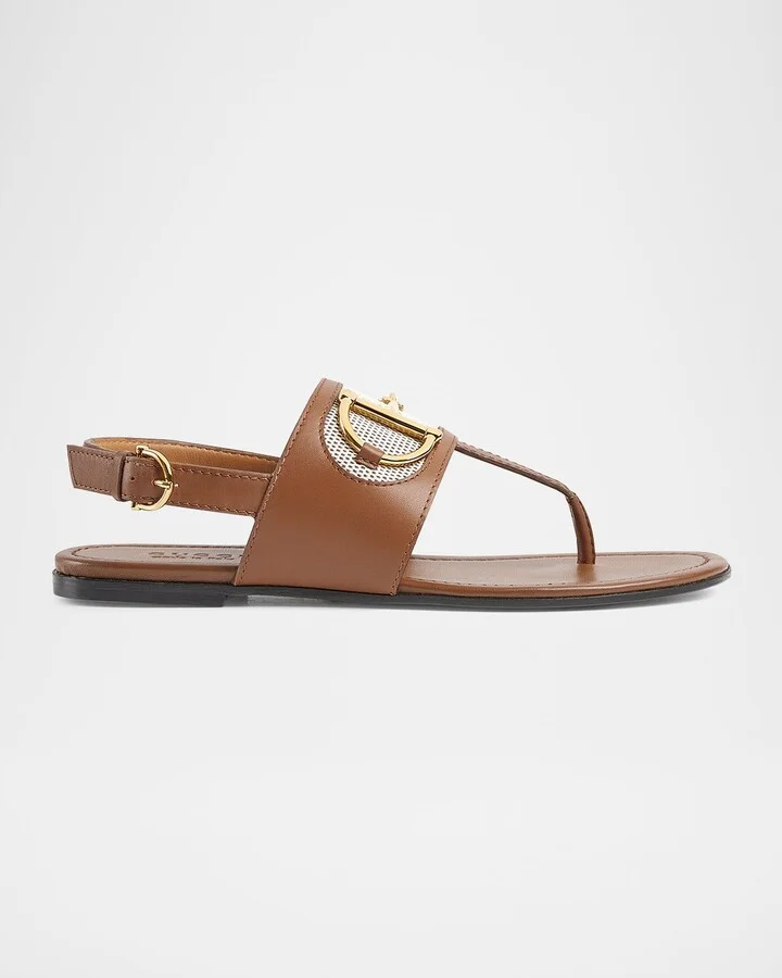 Horsebit Thong Slingback Sandals