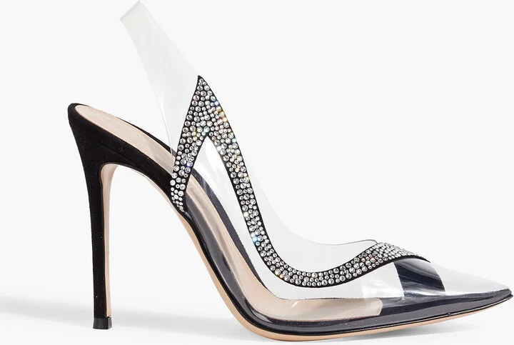 Hortensia crystal-embellished PVC slingback pumps
